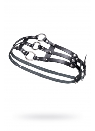 Черный кожаный пояс с кольцами - Pecado - купить с доставкой в Пушкино