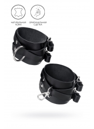 Черные кожаные оковы с двумя перекрёстными ремешками - Pecado - купить с доставкой в Пушкино