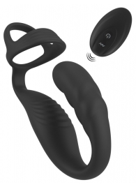 Черное эрекционное кольцо со стимуляцией промежности и анальной пробкой Cock Ring with RC Prostate Plug - Orion - в Пушкино купить с доставкой