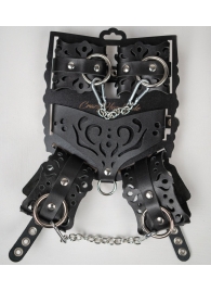 Черный ажурный кожаный набор фиксаций - Crazy Handmade - купить с доставкой в Пушкино