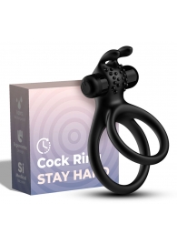 Черное эрекционное виброкольцо с подхватом мошонки Stay Hard - Boys of Toys - в Пушкино купить с доставкой