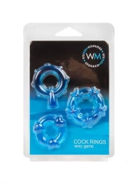 Набор из 3 синих эрекционных колец с различным рельефом - Erowoman-Eroman - в Пушкино купить с доставкой