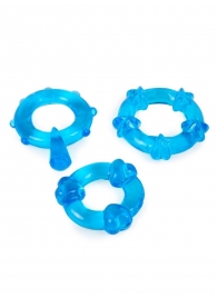 Набор из 3 синих эрекционных колец с различным рельефом - Erowoman-Eroman - в Пушкино купить с доставкой