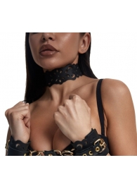 Черный ажурный чокер с золотистой фурнитурой - Crazy Handmade - купить с доставкой в Пушкино