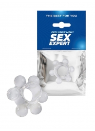 Прозрачное эрекционное кольцо с 6 стимулирующими шариками - Sex Expert - в Пушкино купить с доставкой