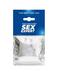 Прозрачное эрекционное кольцо с шариками и шипами - Sex Expert - в Пушкино купить с доставкой