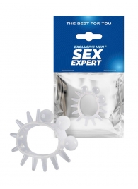 Эластичное эрекционное кольцо с шариками и лучами - Sex Expert - в Пушкино купить с доставкой