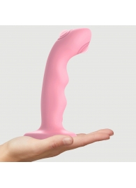 Розовая насадка-стимулятор Strap-On-Me Tapping Dildo Wave - Strap-on-me - купить с доставкой в Пушкино