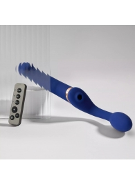 Синий безремневой страпон Multi Orgasm Bendable Strap-On size L с клиторальной стимуляцией - Strap-on-me - купить с доставкой в Пушкино