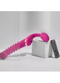 Ярко-розовый безремневой страпон Multi Orgasm Bendable Strap-On size L с клиторальной стимуляцией - Strap-on-me - купить с доставкой в Пушкино