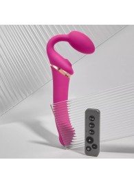 Ярко-розовый безремневой страпон Multi Orgasm Bendable Strap-On size XL с клиторальной стимуляцией - Strap-on-me - купить с доставкой в Пушкино
