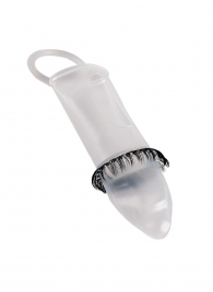 Закрытая насадка на пенис с подхватом мошонки и стимулирующими «ресничками» - Sextaz - в Пушкино купить с доставкой