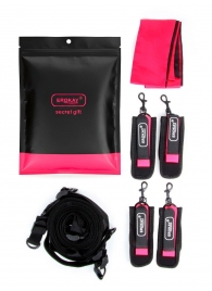 Черно-розовый эротический набор: фиксатор, оковы, наручники, повязка - Erokay - купить с доставкой в Пушкино