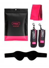 Черно-розовый эротический набор: маска, наручники и повязка - Erokay - купить с доставкой в Пушкино