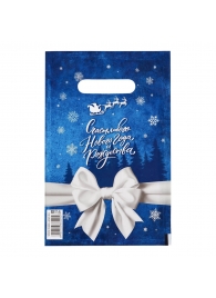 Сине-белый подарочный новогодний пакет с вырубной ручкой (20х30 см) - Сима-Ленд - купить с доставкой в Пушкино