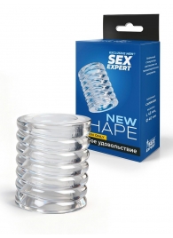 Прозрачная сквозная насадка на пенис с ребрышками - Sex Expert - в Пушкино купить с доставкой