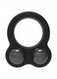 Черное эрекционное кольцо с утяжелителями Cockring Dual Weight - Dream Toys - в Пушкино купить с доставкой
