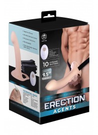 Телесный полый страпон с вибрацией Erection Agents - 24,1 см. - NMC - купить с доставкой в Пушкино