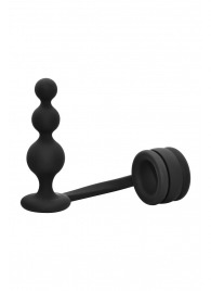 Черное эрекционное кольцо с анальной елочкой Cockring With Beaded Anal Plug - Dream Toys - в Пушкино купить с доставкой