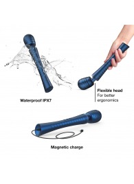 Синий вибромассажёр с насадками Man.wand Edgy - Manwan - в Пушкино купить с доставкой