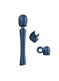 Синий вибромассажёр с насадками Man.wand Edgy - Manwan - в Пушкино купить с доставкой