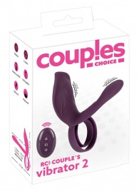 Фиолетовая насадка на член с клиторальным отростком и пультом ДУ RC Couple’s Vibrator 2 - Orion - в Пушкино купить с доставкой