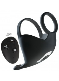 Черная вибронасадка для эрекции и стимуляции мошонки Cock ring with RC ball massager - Orion - в Пушкино купить с доставкой