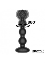 Черная анальная ёлочка с вибрацией, вращением и пультом ДУ - Intoyou