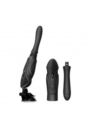 Черная секс-машина с функцией нагрева, насадками и присоской Sesh - Zalo - купить с доставкой в Пушкино