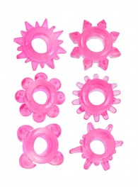 Набор из 6 розовых эрекционных колец с различным рельефом - Erowoman-Eroman - в Пушкино купить с доставкой
