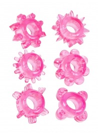 Набор из 6 розовых эрекционных колец с различным рельефом - Erowoman-Eroman - в Пушкино купить с доставкой