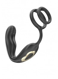 Черная анальная пробка с вращением и эрекционными кольцами - Ibiza - в Пушкино купить с доставкой