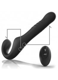 Черный безремневой страпон с вибрацией и возвратно-поступательными движениями - 24 см. - Ibiza - купить с доставкой в Пушкино