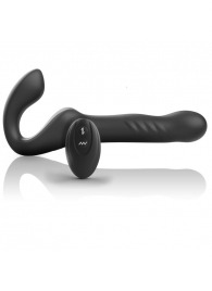 Черный безремневой страпон с вибрацией и возвратно-поступательными движениями - 24 см. - Ibiza - купить с доставкой в Пушкино