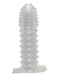Гелевая прозрачная насадка c шипами - 12 см. - Toyfa Basic - в Пушкино купить с доставкой