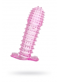 Гелевая розовая насадка с шипами - 12 см. - Toyfa Basic - в Пушкино купить с доставкой