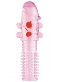 Гелевая розовая насадка с шариками и шипами - 14 см. - ToyFa - в Пушкино купить с доставкой