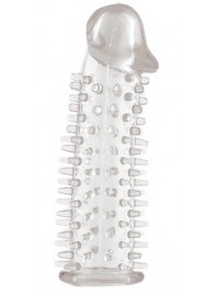 Прозрачная насадка на половой член с закрытой головкой и шипами - 12,5 см. - Toyfa Basic - в Пушкино купить с доставкой