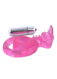 Розовая вибронасадка со стимулятор клитора   Язычок - Toyfa Basic - в Пушкино купить с доставкой
