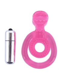Розовая вибронасадка со стимулятор клитора   Язычок - Toyfa Basic - в Пушкино купить с доставкой