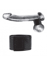 Чёрная утяжка на мошонку 1  Velcro Ball Stretcher - BlueLine - купить с доставкой в Пушкино