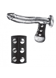 Чёрная утяжка на кнопках 100% PVC STRAP WITH METAL SNAP - BlueLine - купить с доставкой в Пушкино