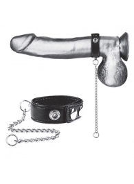 Утяжка на пенис с поводком Snap Cock Ring With 12  Leash - BlueLine - купить с доставкой в Пушкино