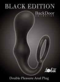 Чёрное эрекционное кольцо с анальной пробкой Double Pleasure Anal Plug - Lola Games - в Пушкино купить с доставкой