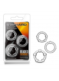 Набор из 3 прозрачных эрекционных колец Stay Hard Beaded Cockrings - Blush Novelties - в Пушкино купить с доставкой