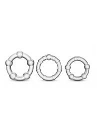 Набор из 3 прозрачных эрекционных колец Stay Hard Beaded Cockrings - Blush Novelties - в Пушкино купить с доставкой