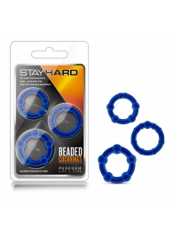 Набор из 3 синих эрекционных колец Stay Hard Beaded Cockrings - Blush Novelties - в Пушкино купить с доставкой