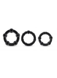 Набор из 3 чёрных эрекционных колец Stay Hard Beaded Cockrings - Blush Novelties - в Пушкино купить с доставкой