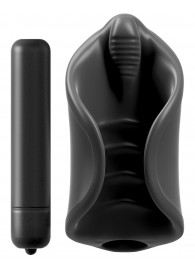 Чёрный мастурбатор Vibrating Silicone Stimulator с вибрацией - Pipedream - в Пушкино купить с доставкой