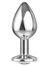 Большая серебристая анальная пробка Diamond Clear Sparkle Large с прозрачным кристаллом - 8 см. - Lola Games - купить с доставкой в Пушкино